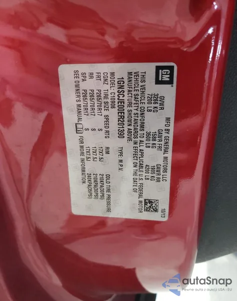 2014 Chevrolet Suburban C1500 Lt из США, поврежденный, VIN 1GNSCJE00ER201390